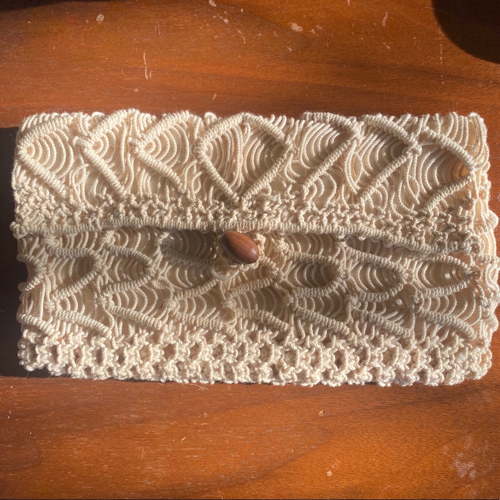 Vintage 1970s Handmade Macrame Clutch - Picture 2 of 4